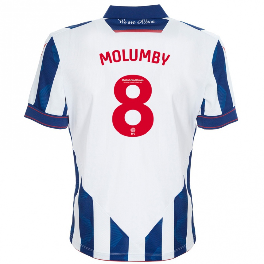 Kids Football Jayson Molumby #8 White Dark Blue Home Jersey 2024/25 T-Shirt Za