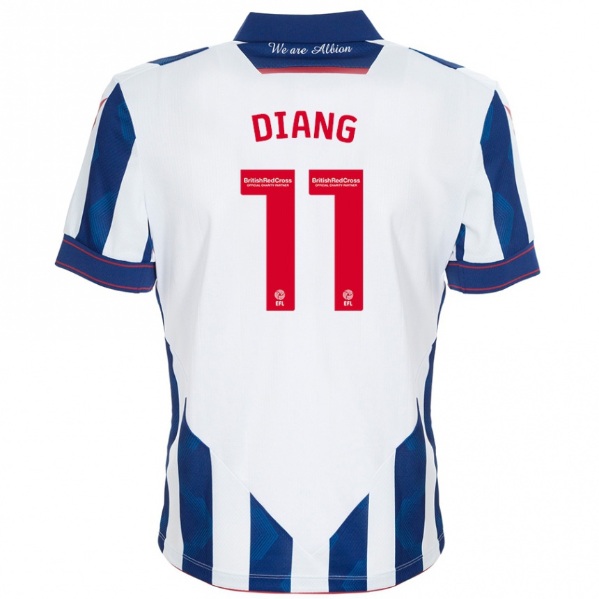 Kids Football Grady Diangana #11 White Dark Blue Home Jersey 2024/25 T-Shirt Za