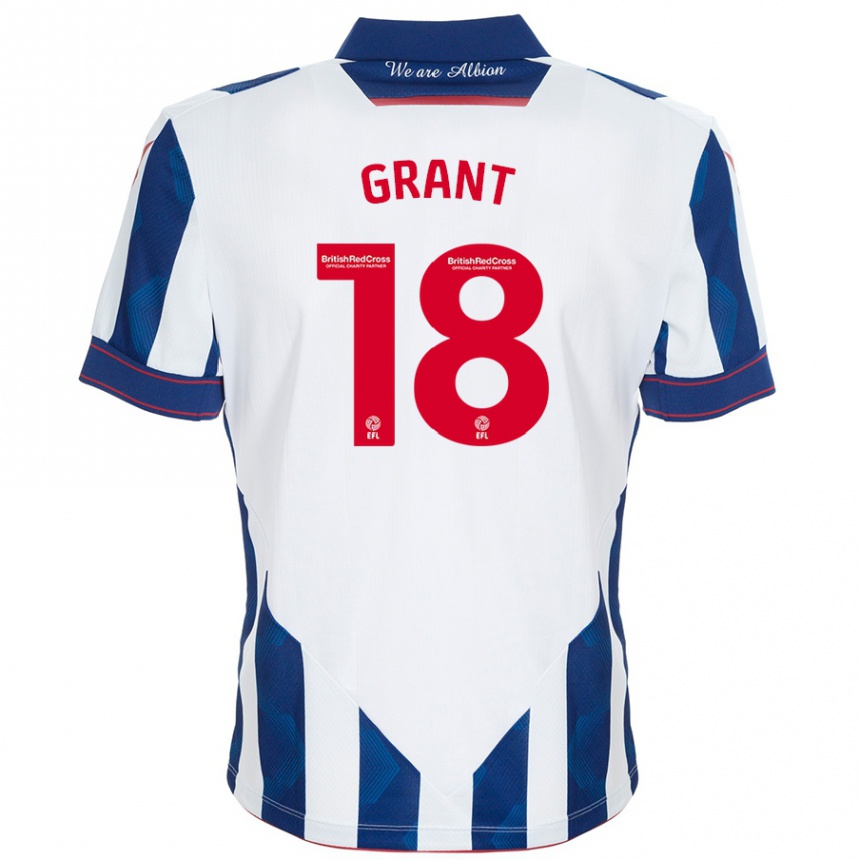 Kids Football Karlan Grant #18 White Dark Blue Home Jersey 2024/25 T-Shirt Za