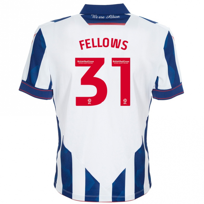 Kids Football Tom Fellows #31 White Dark Blue Home Jersey 2024/25 T-Shirt Za