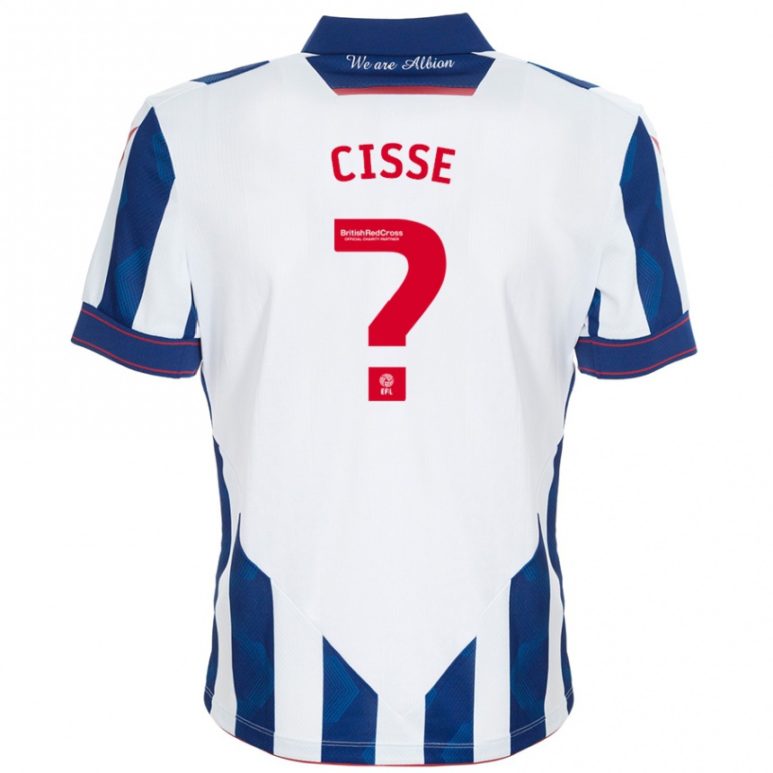 Kids Football Ben Cisse #0 White Dark Blue Home Jersey 2024/25 T-Shirt Za