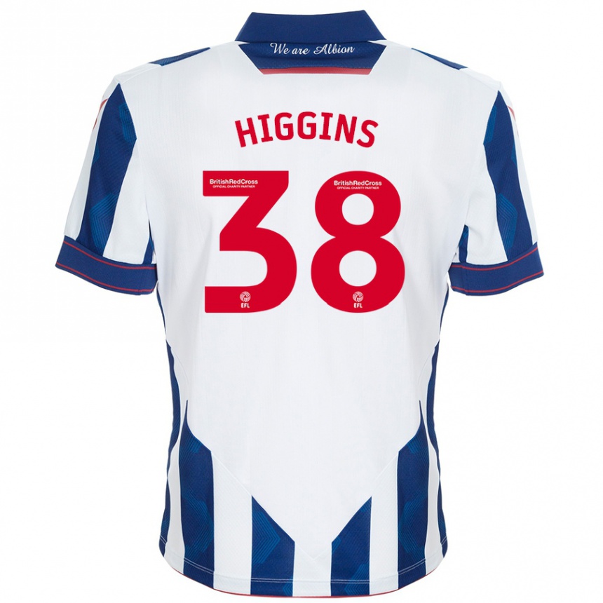 Kids Football Akeel Higgins #38 White Dark Blue Home Jersey 2024/25 T-Shirt Za