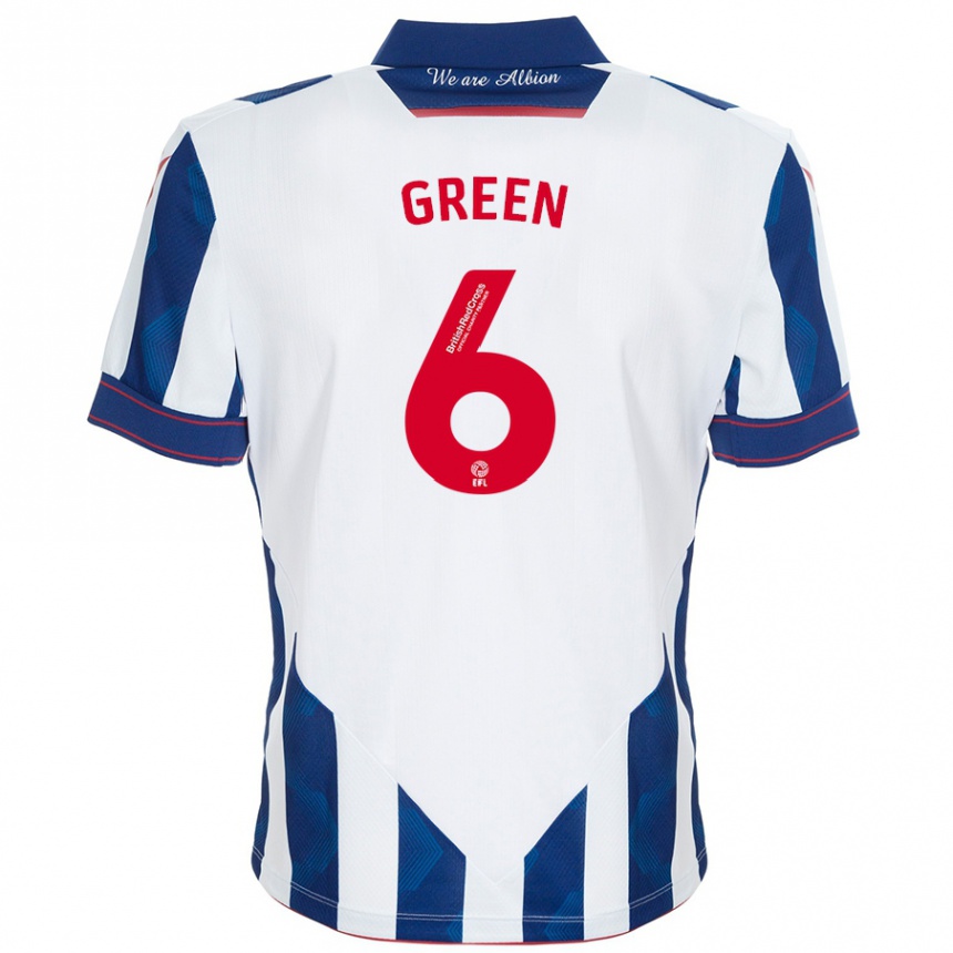 Kids Football Isabel Green #6 White Dark Blue Home Jersey 2024/25 T-Shirt Za