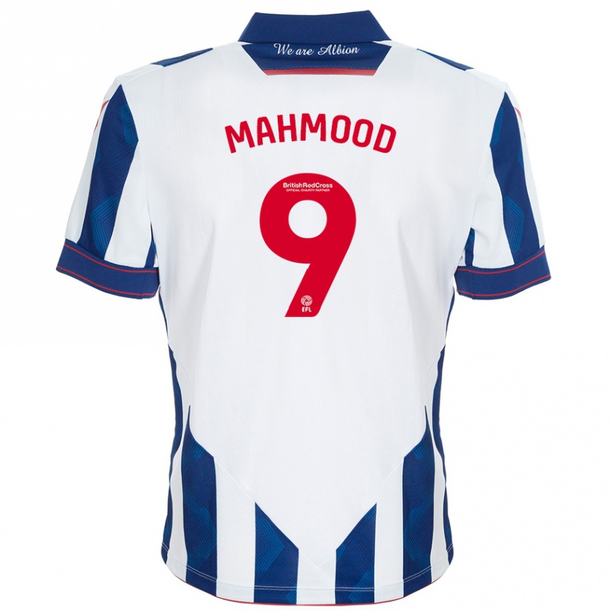 Kids Football Mariam Mahmood #9 White Dark Blue Home Jersey 2024/25 T-Shirt Za