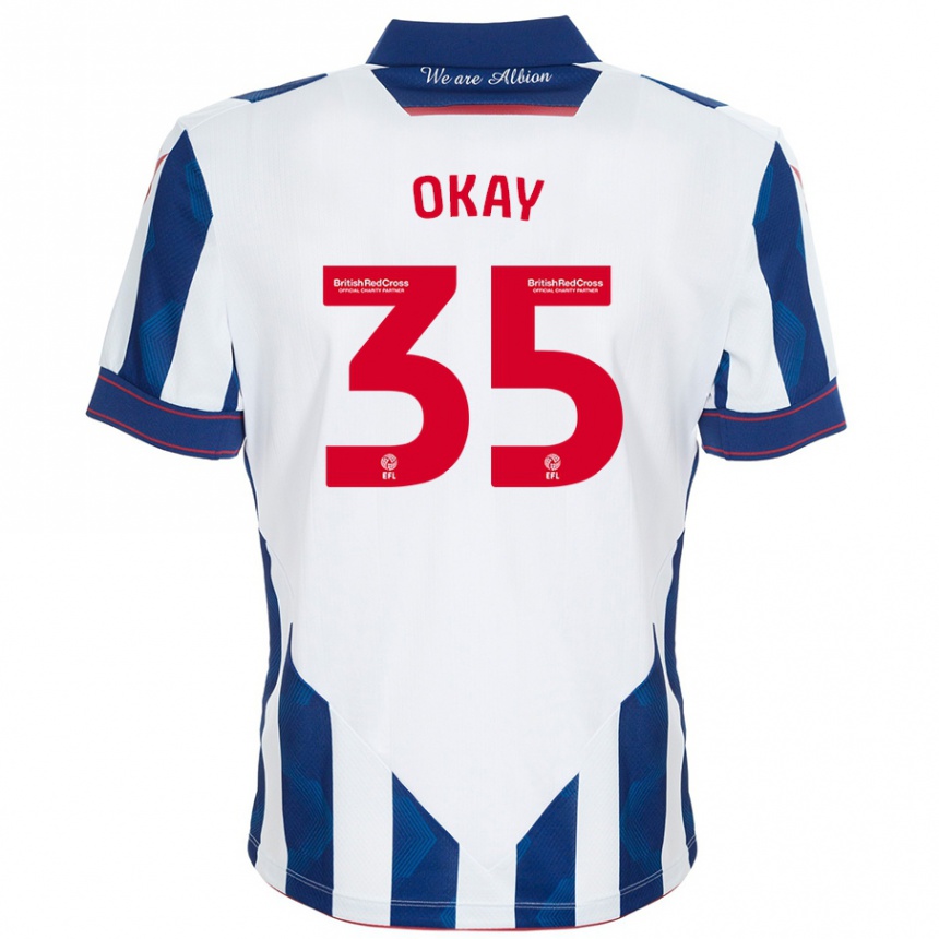 Kids Football Okay Yokuşlu #35 White Dark Blue Home Jersey 2024/25 T-Shirt Za