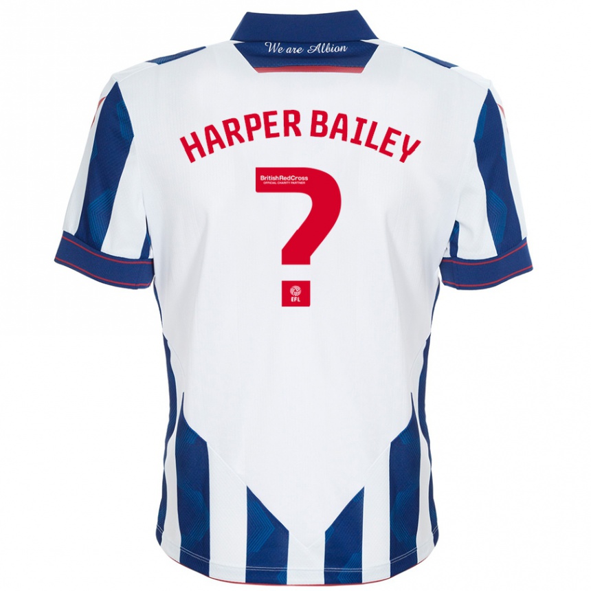 Kids Football Aaron Harper-Bailey #0 White Dark Blue Home Jersey 2024/25 T-Shirt Za