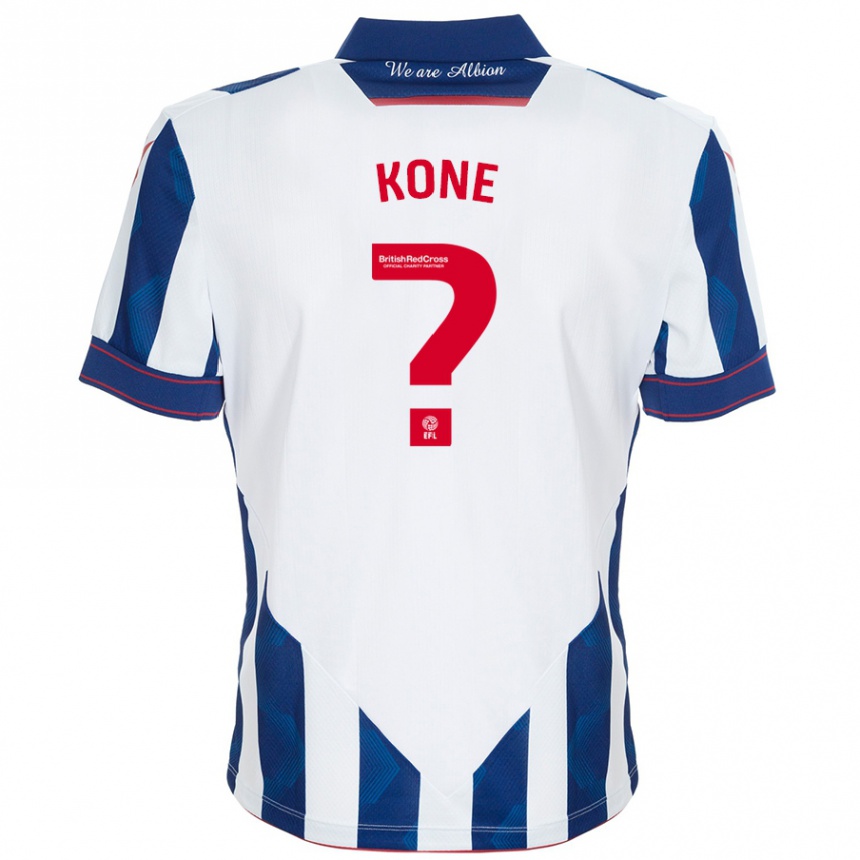 Kids Football Cheick Kone #0 White Dark Blue Home Jersey 2024/25 T-Shirt Za