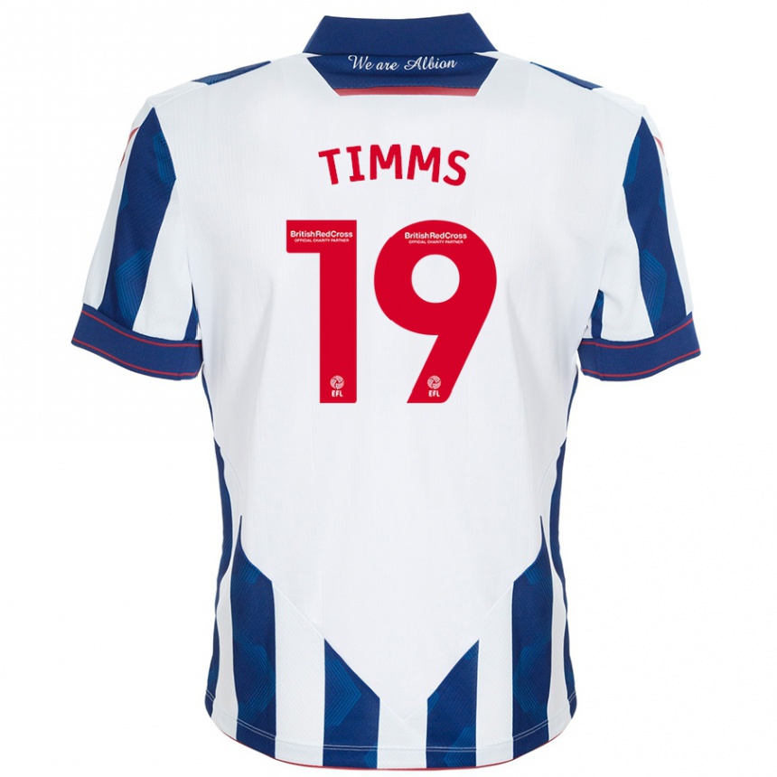 Kids Football Maria Timms #19 White Dark Blue Home Jersey 2024/25 T-Shirt Za