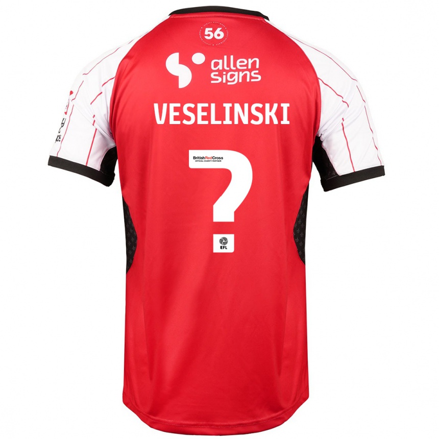 Kids Football Aleksandar Veselinski #0 White Home Jersey 2024/25 T-Shirt Za