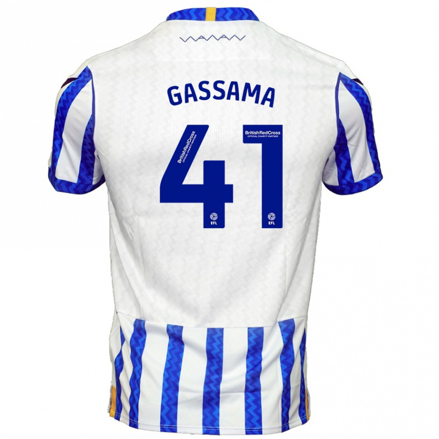 Kids Football Djeidi Gassama #41 Blue White Home Jersey 2024/25 T-Shirt Za