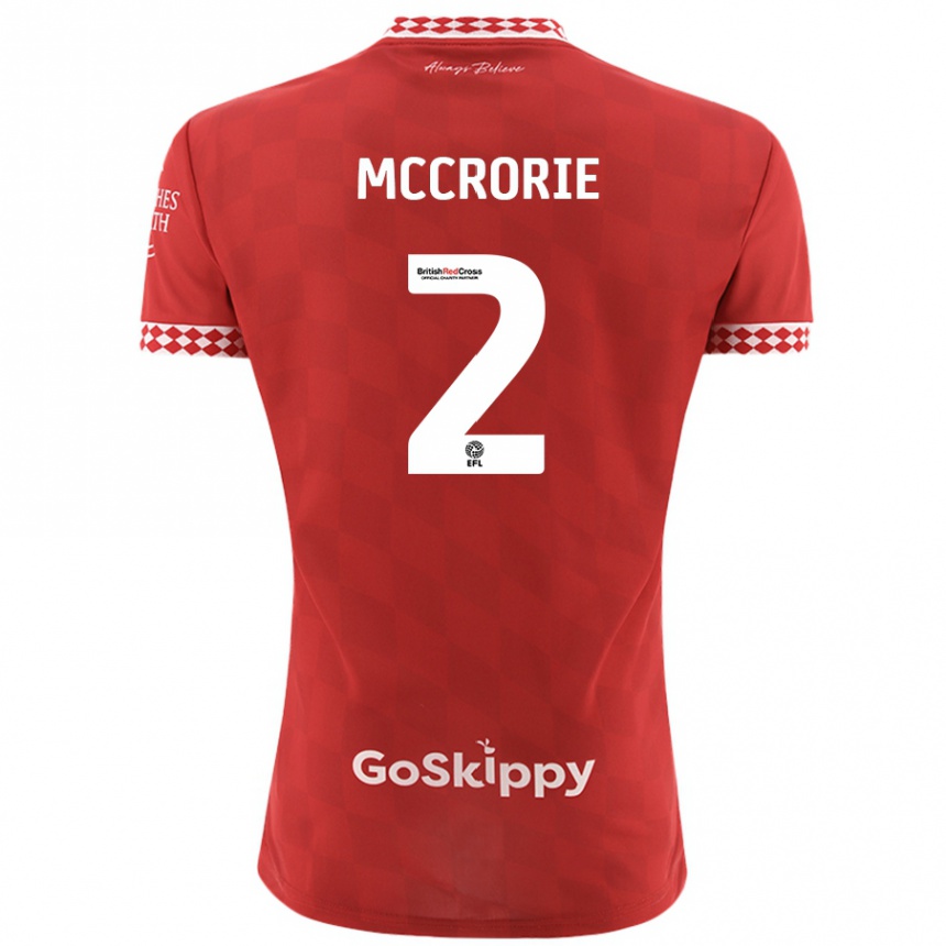 Kids Football Ross Mccrorie #2 Red Home Jersey 2024/25 T-Shirt Za