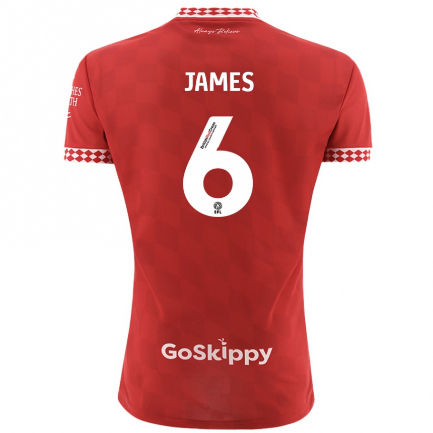 Kids Football Matty James #6 Red Home Jersey 2024/25 T-Shirt Za