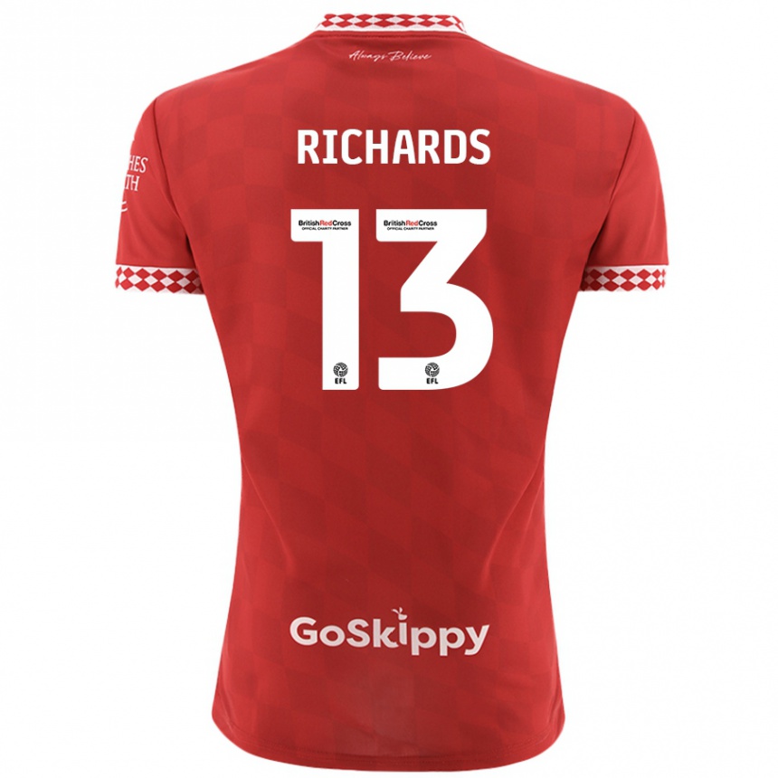 Kids Football Harvey Wiles-Richards #13 Red Home Jersey 2024/25 T-Shirt Za