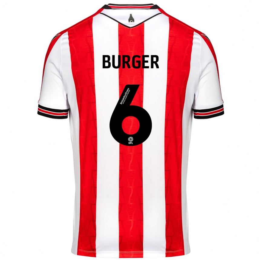 Kids Football Wouter Burger #6 Red White Home Jersey 2024/25 T-Shirt Za