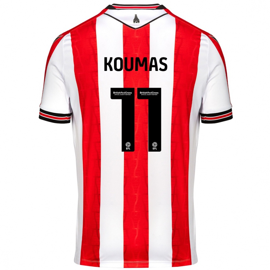 Kids Football Lewis Koumas #11 Red White Home Jersey 2024/25 T-Shirt Za