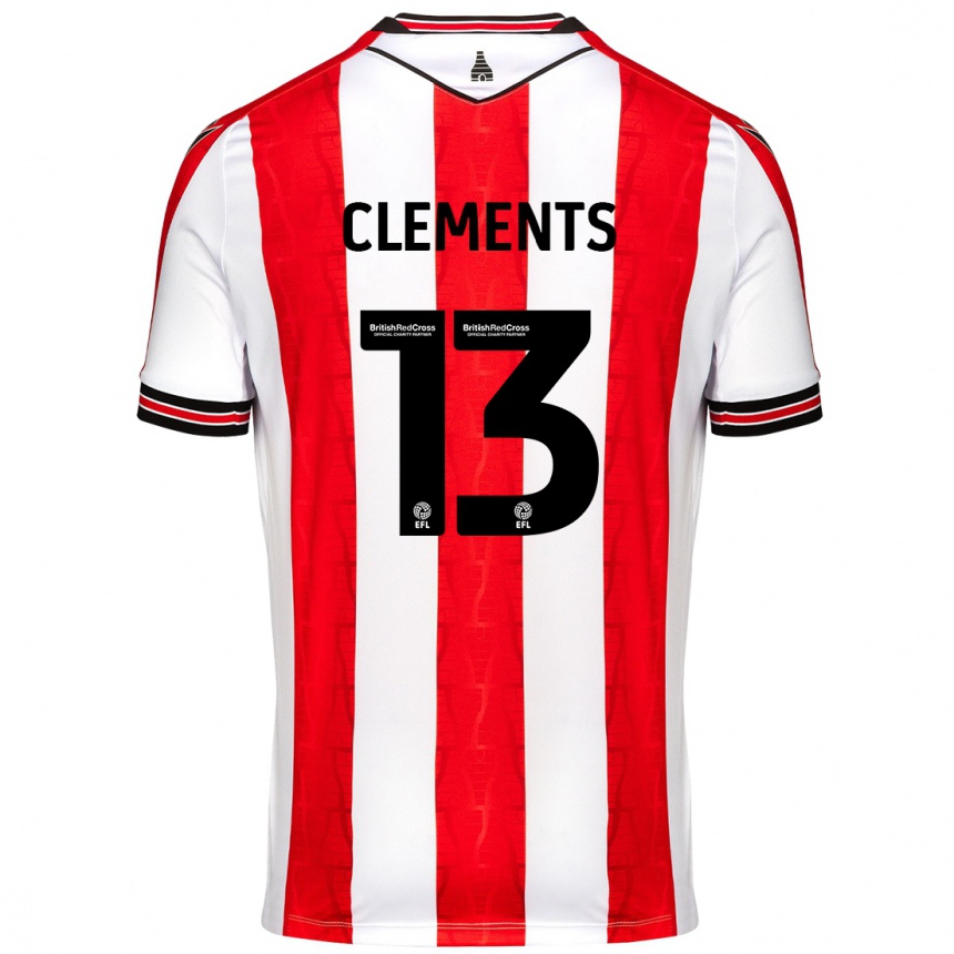 Kids Football Daisy Clements #13 Red White Home Jersey 2024/25 T-Shirt Za