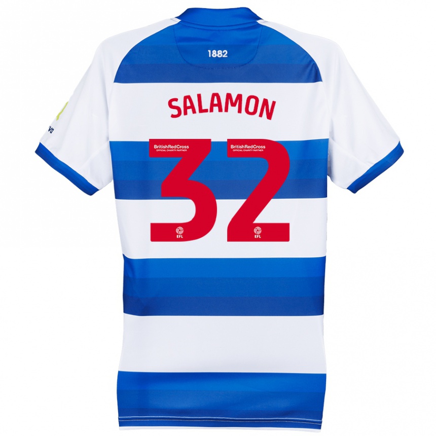 Kids Football Matteo Salamon #32 White Blue Home Jersey 2024/25 T-Shirt Za