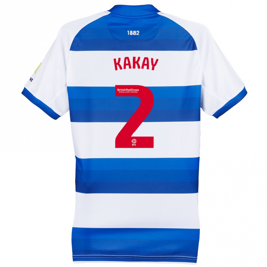 Kids Football Osman Kakay #2 White Blue Home Jersey 2024/25 T-Shirt Za