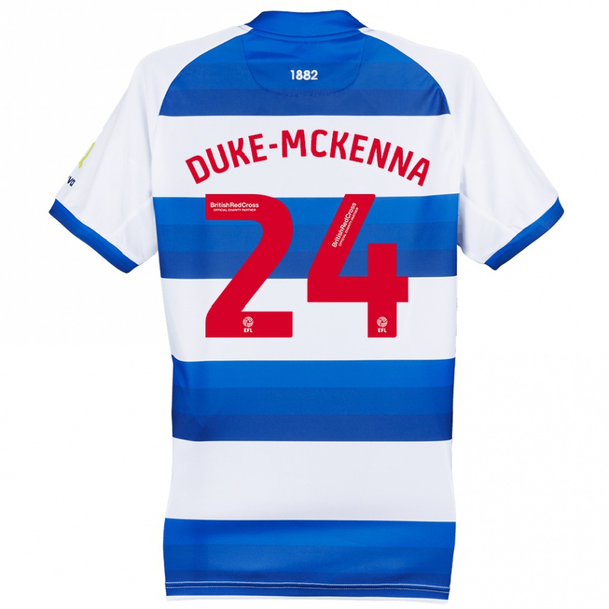 Kids Football Stephen Duke-Mckenna #24 White Blue Home Jersey 2024/25 T-Shirt Za