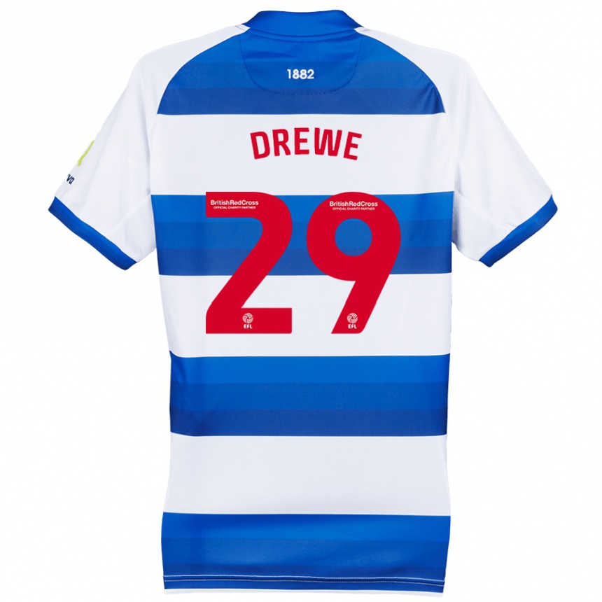 Kids Football Aaron Drewe #29 White Blue Home Jersey 2024/25 T-Shirt Za