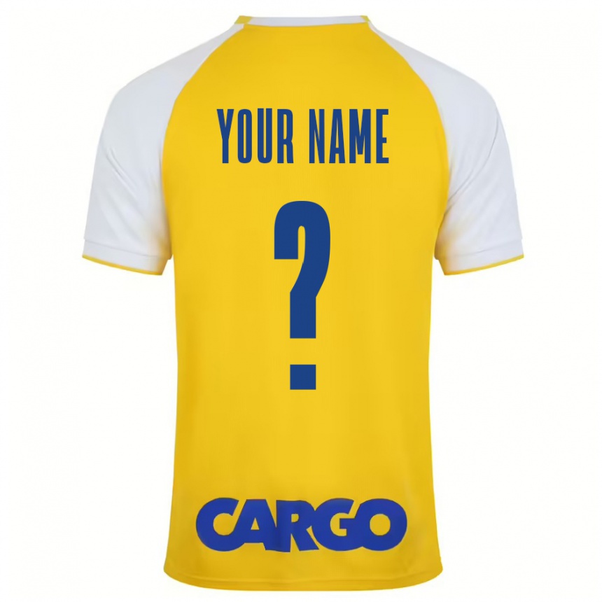 Kids Football Your Name #0 Yellow White Home Jersey 2024/25 T-Shirt Za