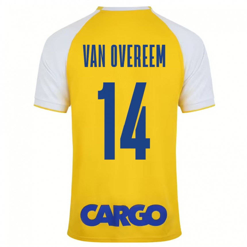 Kids Football Joris Van Overeem #14 Yellow White Home Jersey 2024/25 T-Shirt Za