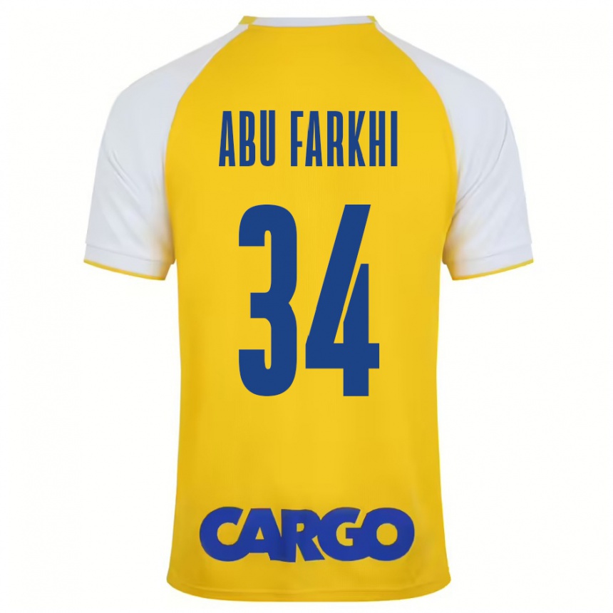 Kids Football Sayed Abu Farkhi #34 Yellow White Home Jersey 2024/25 T-Shirt Za