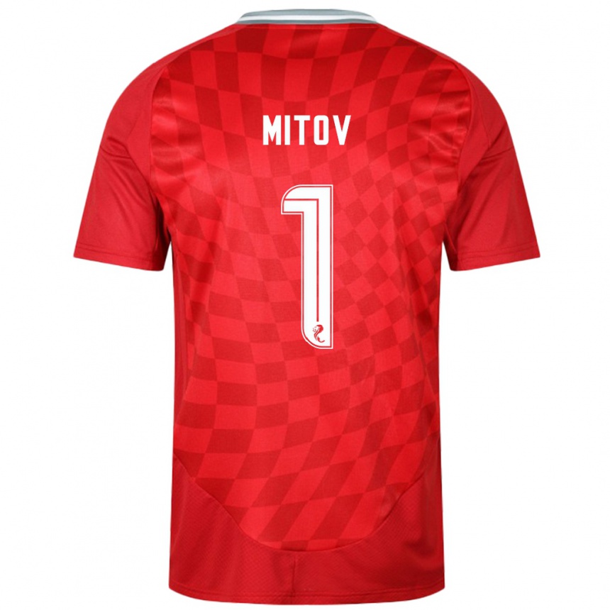 Kids Football Dimitar Mitov #1 Red Home Jersey 2024/25 T-Shirt Za