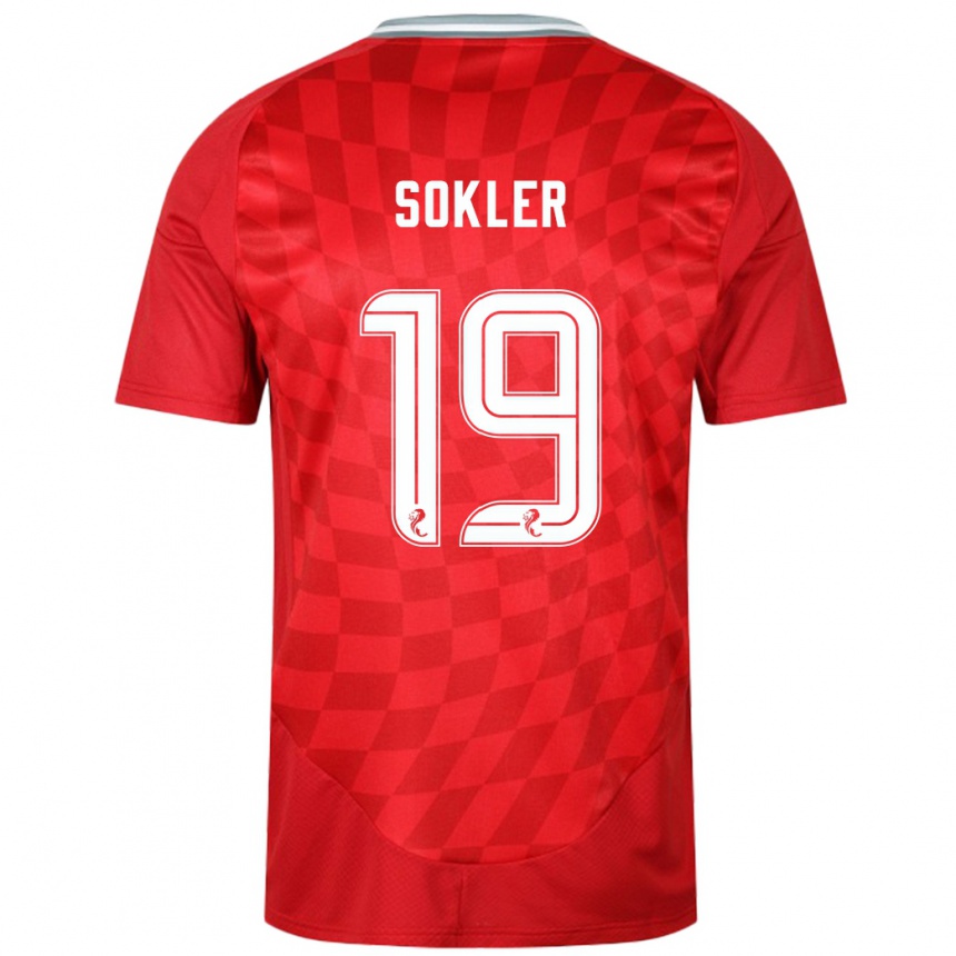 Kids Football Ester Sokler #19 Red Home Jersey 2024/25 T-Shirt Za