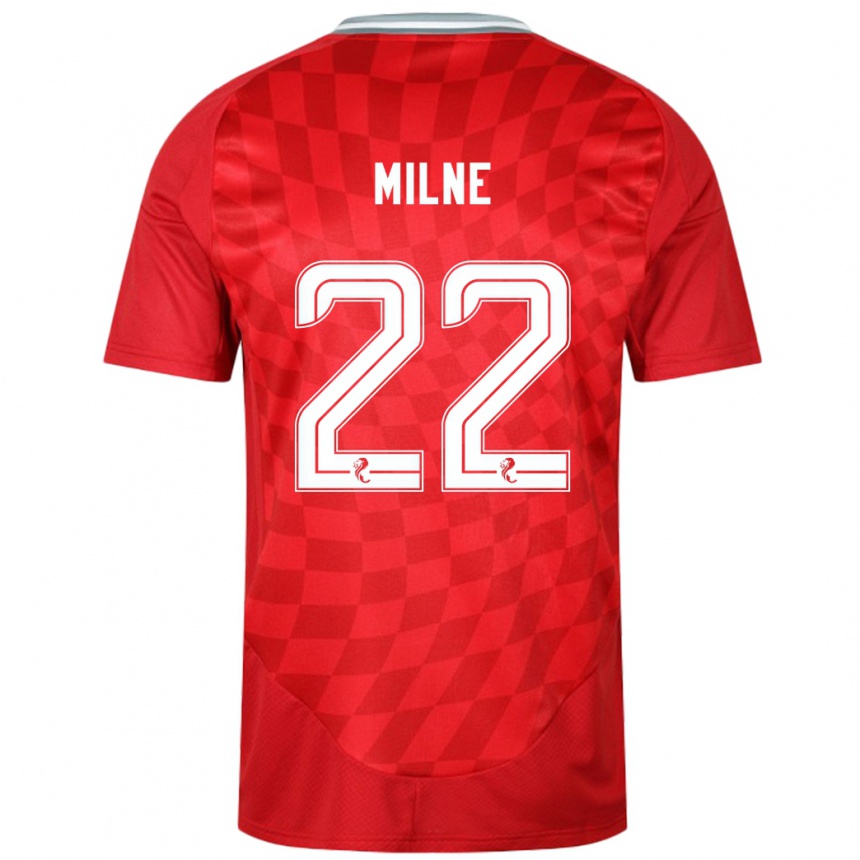 Kids Football Jack Milne #22 Red Home Jersey 2024/25 T-Shirt Za