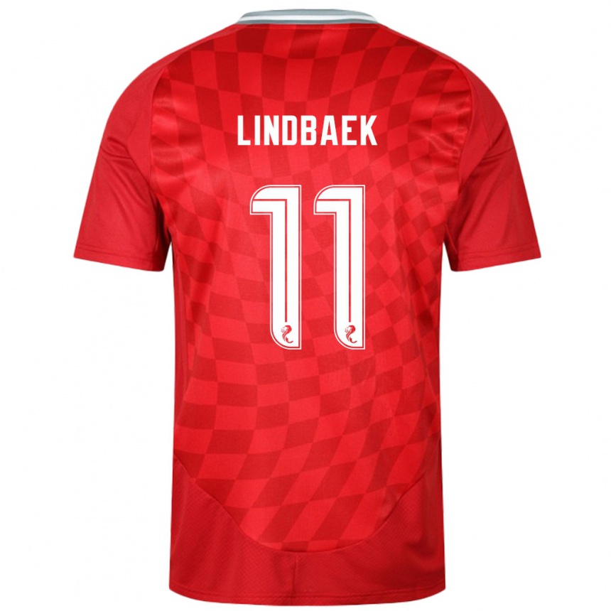 Kids Football Adele Lindbaek #11 Red Home Jersey 2024/25 T-Shirt Za