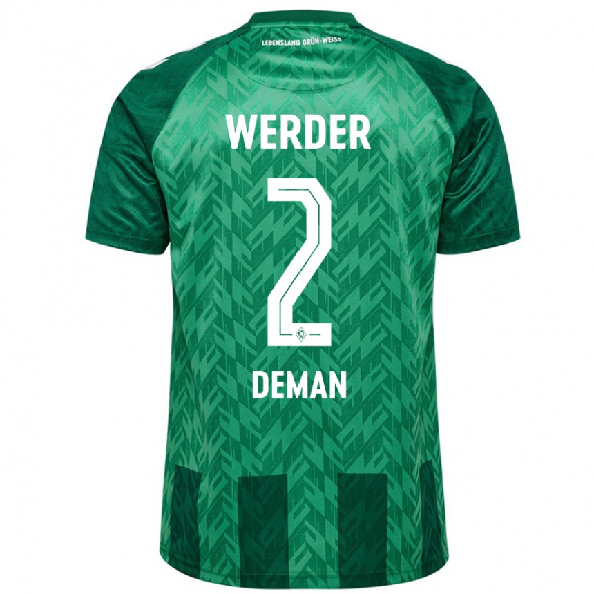 Kids Football Olivier Deman #2 Green Home Jersey 2024/25 T-Shirt Za