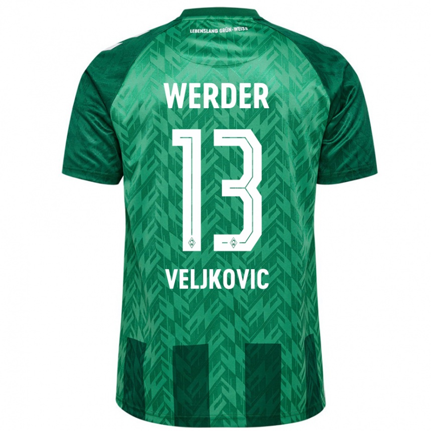 Kids Football Milos Veljkovic #13 Green Home Jersey 2024/25 T-Shirt Za