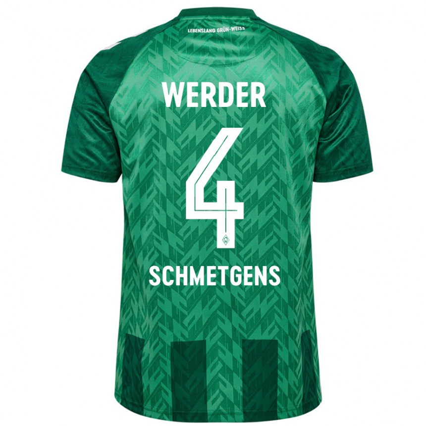 Kids Football Mick Schmetgens #4 Green Home Jersey 2024/25 T-Shirt Za