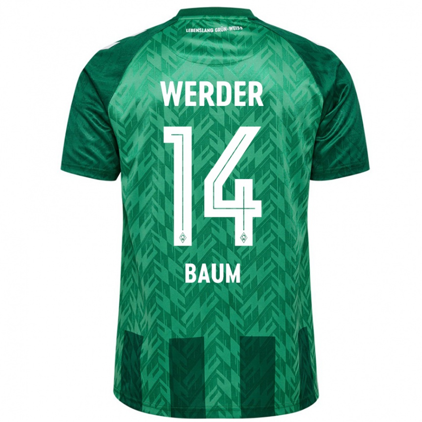 Kids Football Lennart Baum #14 Green Home Jersey 2024/25 T-Shirt Za