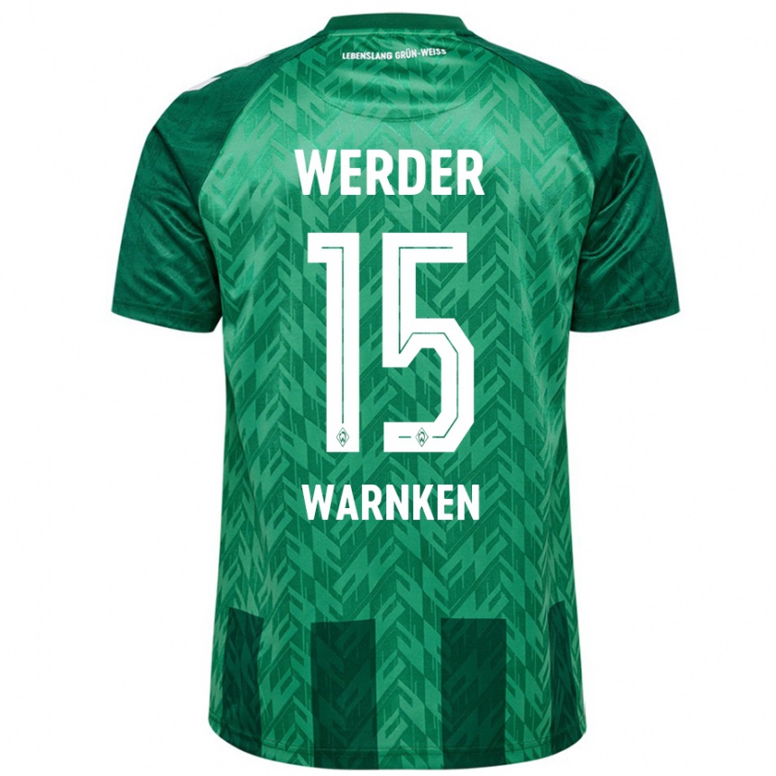 Kids Football Jannes Warnken #15 Green Home Jersey 2024/25 T-Shirt Za