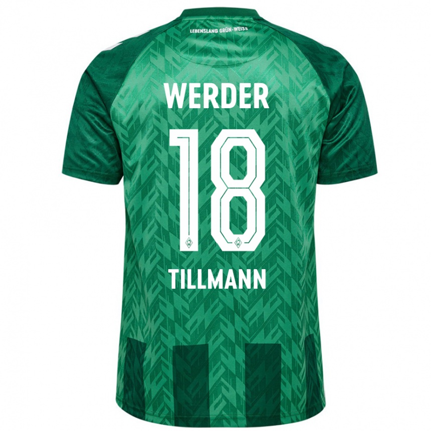 Kids Football Felix Tillmann #18 Green Home Jersey 2024/25 T-Shirt Za