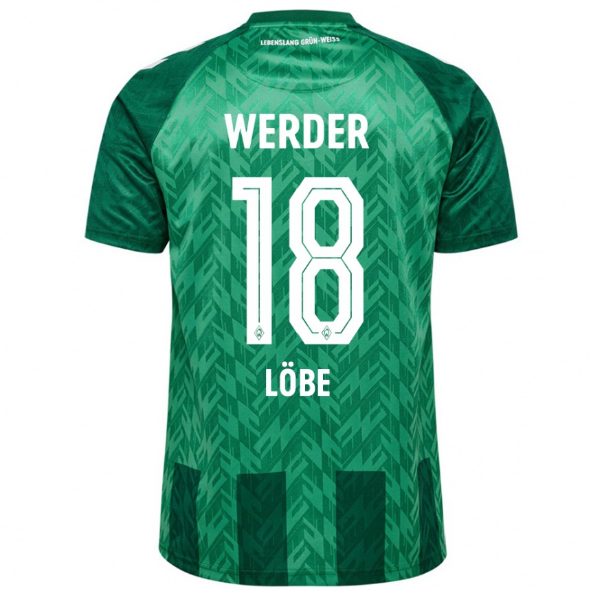 Kids Football Jasper Löbe #18 Green Home Jersey 2024/25 T-Shirt Za