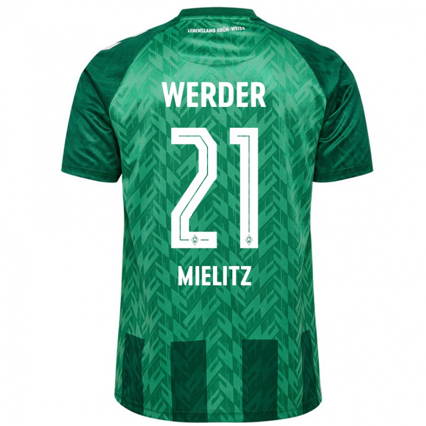 Kids Football Sebastian Mielitz #21 Green Home Jersey 2024/25 T-Shirt Za