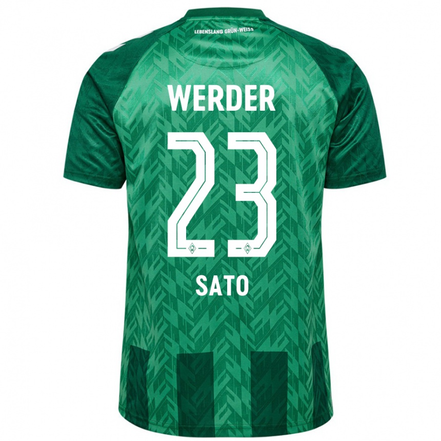 Kids Football Kein Sato #23 Green Home Jersey 2024/25 T-Shirt Za