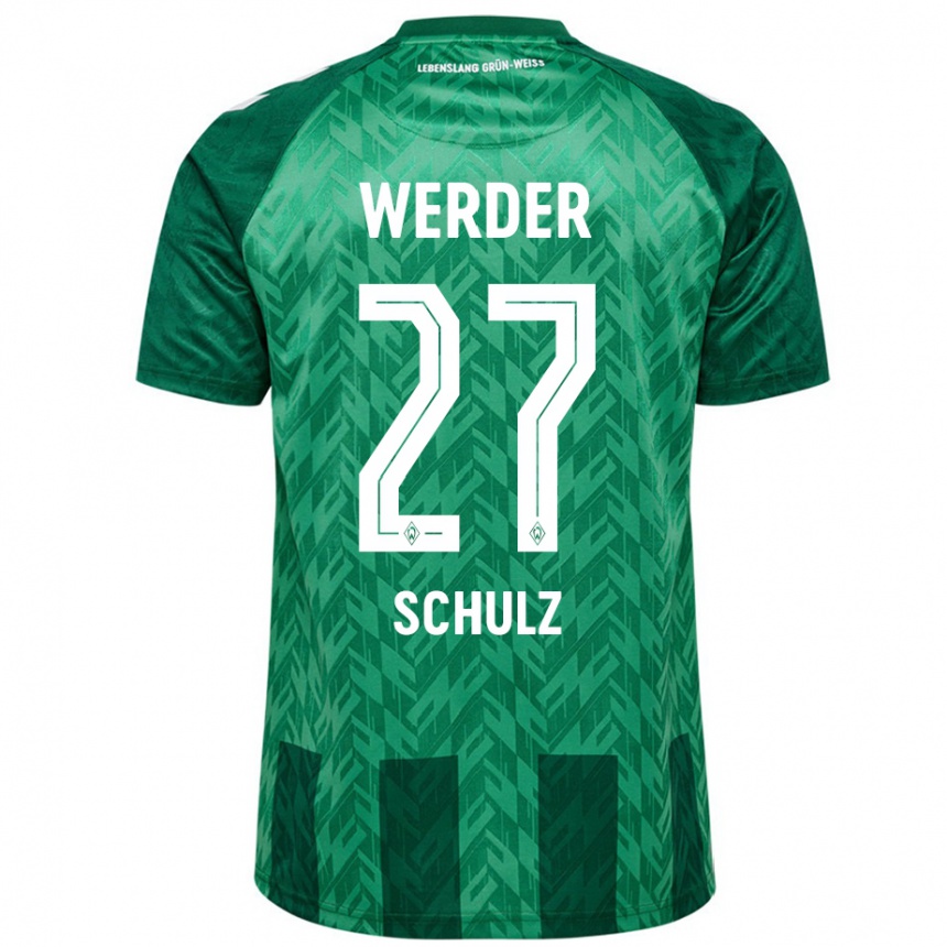 Kids Football Ole Schulz #27 Green Home Jersey 2024/25 T-Shirt Za