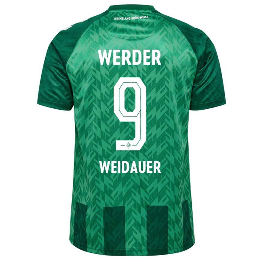 Kids Football Sophie Weidauer #9 Green Home Jersey 2024/25 T-Shirt Za