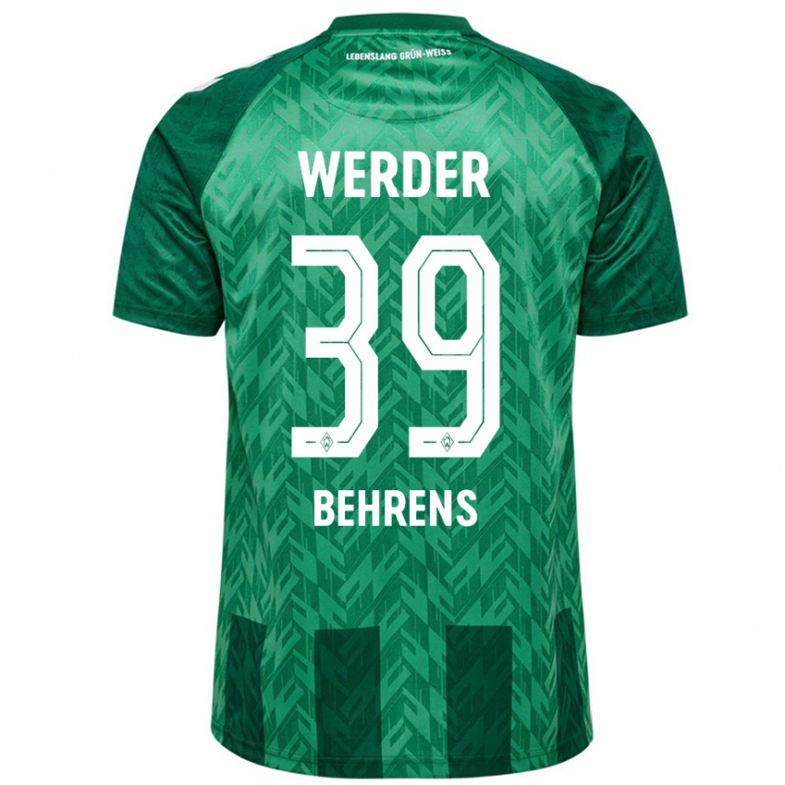 Kids Football Jette Behrens #39 Green Home Jersey 2024/25 T-Shirt Za