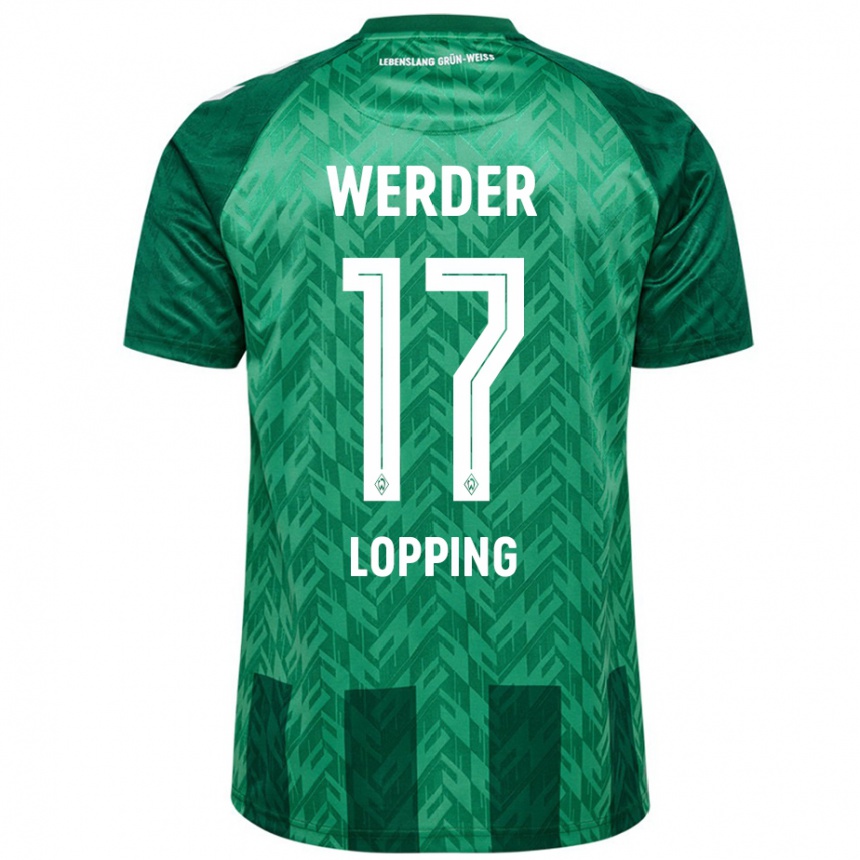 Kids Football Jakob Löpping #17 Green Home Jersey 2024/25 T-Shirt Za