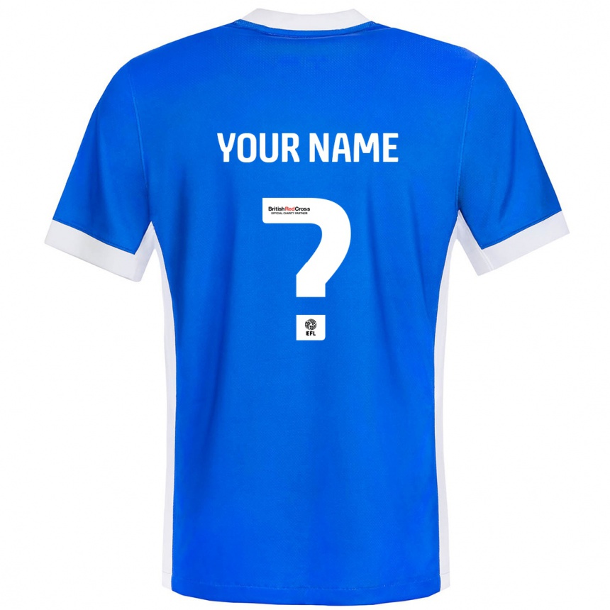 Kids Football Your Name #0 Blue White Home Jersey 2024/25 T-Shirt Za