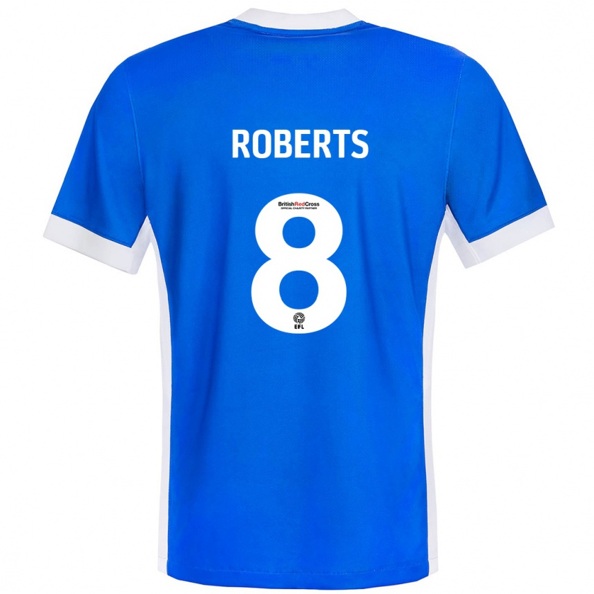 Kids Football Tyler Roberts #8 Blue White Home Jersey 2024/25 T-Shirt Za