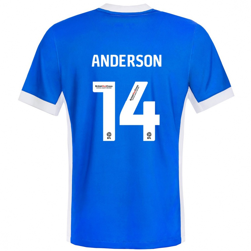 Kids Football Keshi Anderson #14 Blue White Home Jersey 2024/25 T-Shirt Za