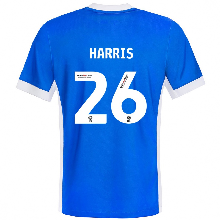 Kids Football Luke Harris #26 Blue White Home Jersey 2024/25 T-Shirt Za