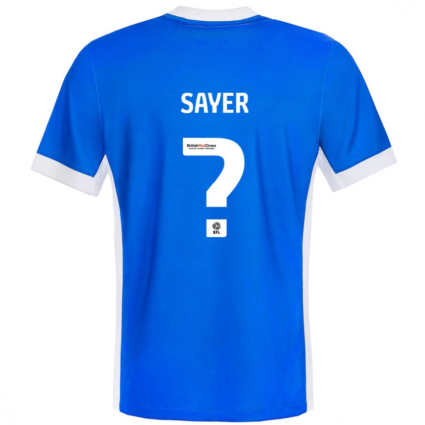 Kids Football Olly Sayer #0 Blue White Home Jersey 2024/25 T-Shirt Za