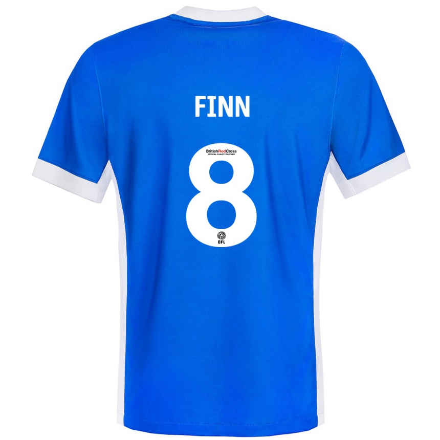 Kids Football Jamie Finn #8 Blue White Home Jersey 2024/25 T-Shirt Za